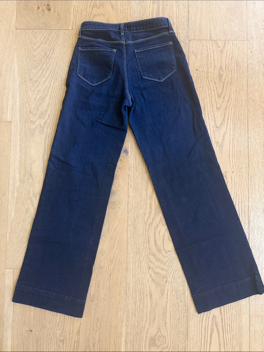 L'AGENCE Dark Blue High-Rise Wide Leg Jeans with Front Patch Pockets - Picture 5 of 8